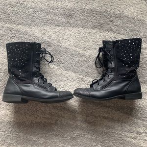 Girl’s Black and Sparkly Combat Boots